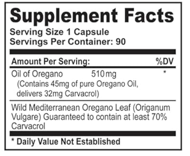 California Natural Wild Oregano Oil, 400mg, 70% Carvacrol, Immune Support, 90 Capsules