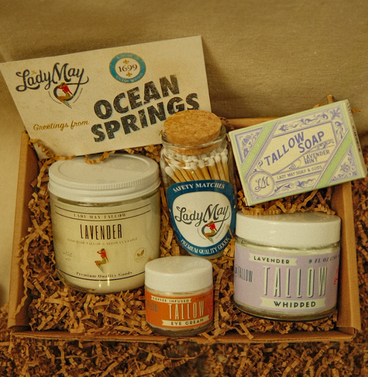 Lavender Tallow Gift Set - Premium Relaxation Bundle | Skincare, Candle & Soap