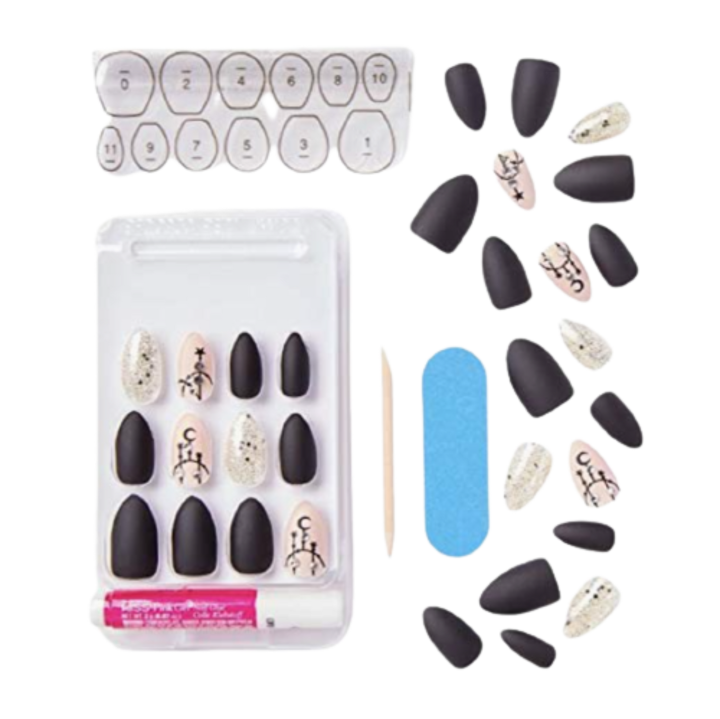 KISS Design 24 Glow In The Dark Fake Nails Halloween (Limited Edition)