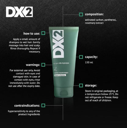 DX2 Deep cleansing Shampoo with activated carbon 150 ml
