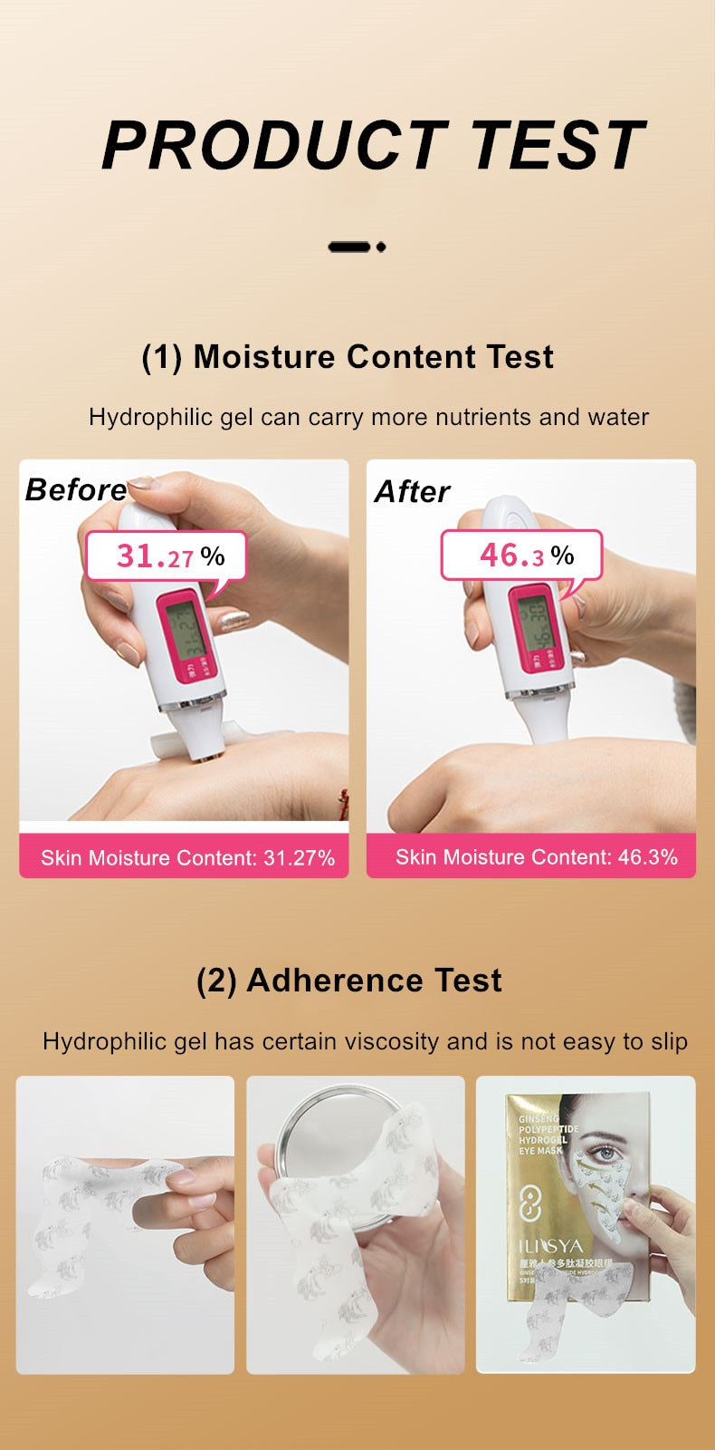 Ilisya Anti-Wrinkle Overnight Firming Eye Mask Ginseng Polypetide Hydrogel Moisturizing nasolabial folds Eye Patch 5 Pairs