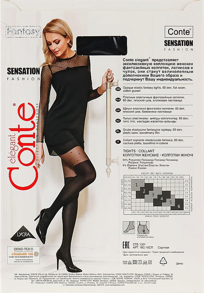 Conte Sensation 60 Den - Fantasy Opaque Stockings Imitation Women's Tights with Polka Dots (18С-15СП)