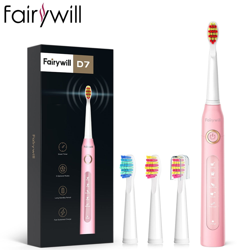 D7 Sonic Electric Toothbrushes with 5 Modes, Smart Timer, Rechargeable, and 8 Super Whitening Toothbrush Heads for Adults and Kids