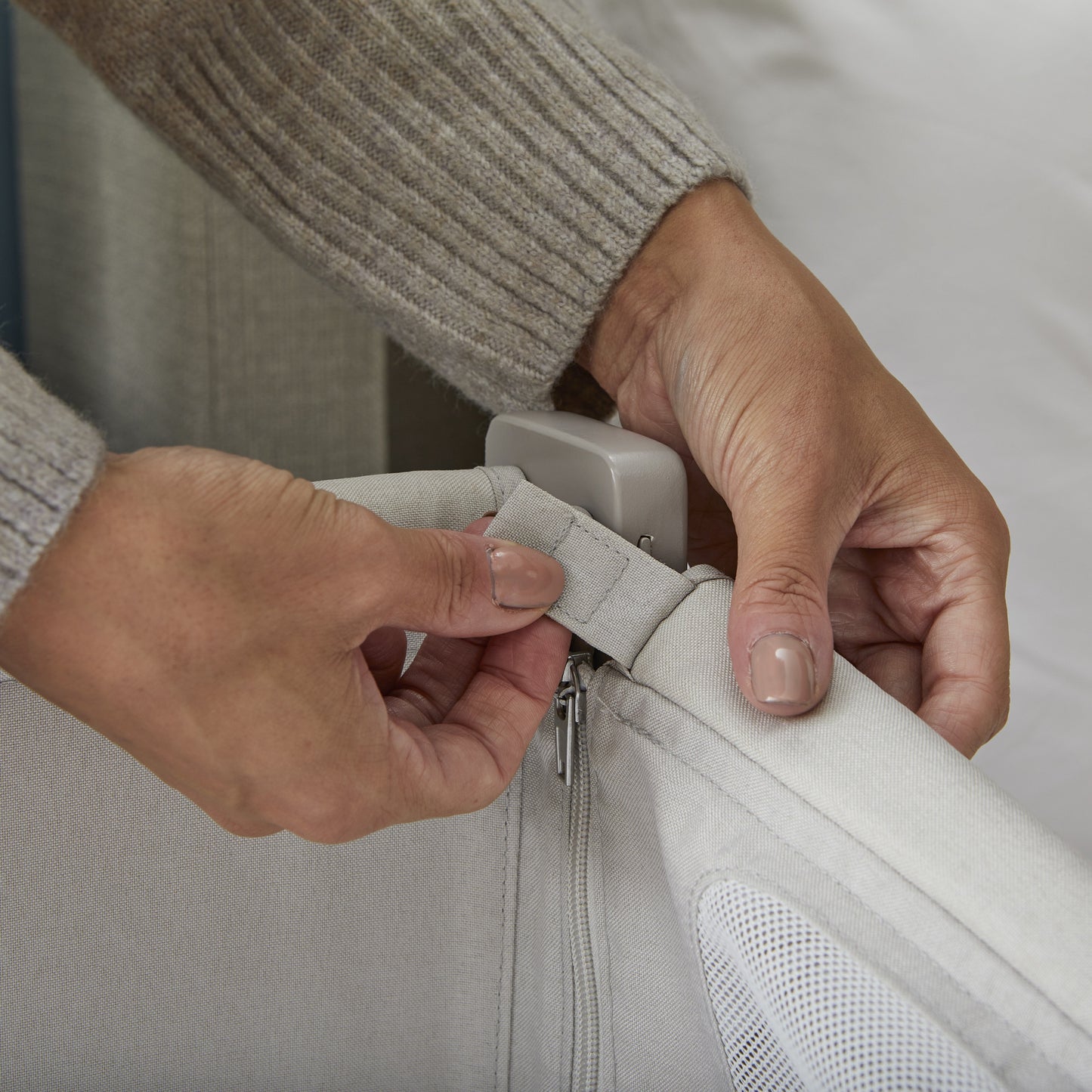 Shnuggle Air Lite Bedside Crib | Height Adjustable Baby Bed with Mattress + 1 Waterproof + 2 White Sheets