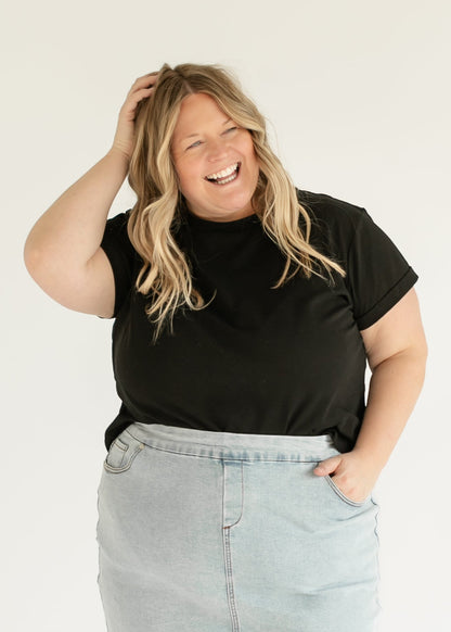 Sandra Light Wash Denim Midi Skirt