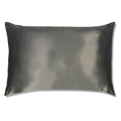 PURE SOL. Beauty Sleep Happy 100% Mulberry Silk Pillow Case - Silver