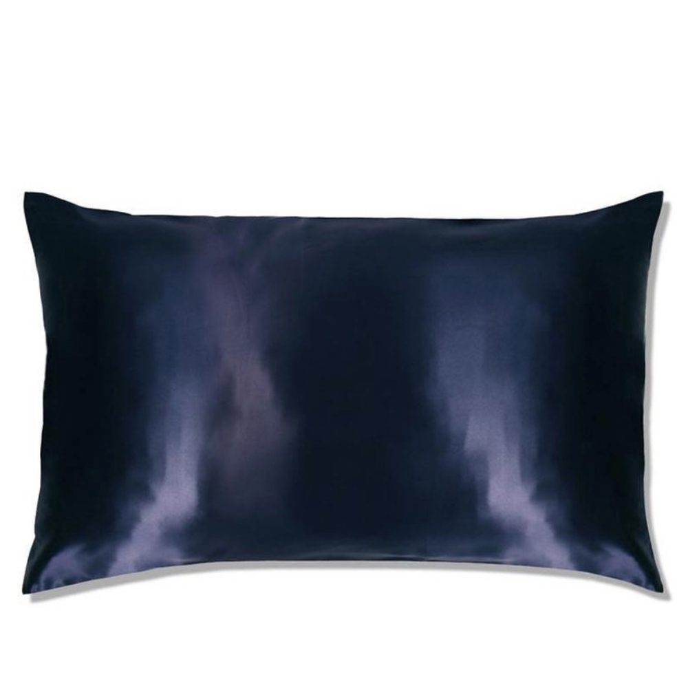 PURE SOL. Beauty Sleep Happy 100% Mulberry Silk Pillow Case - Navy