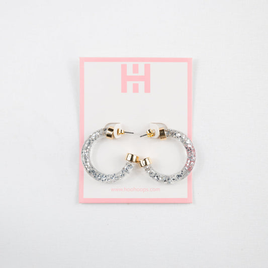 Silver Glitter Mini Hoop Earrings