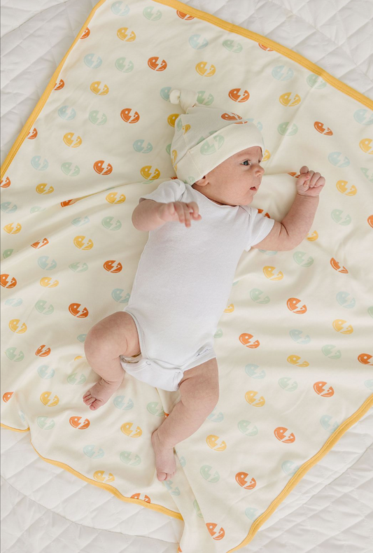 GOTS Certified Organic Cotton Blanket - Smiley Bolts
