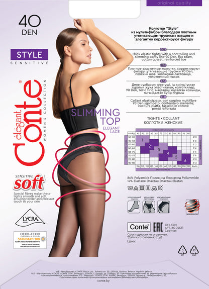 Tights Conte Style 40 Den - Ajour Control Top
