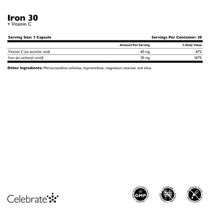 Iron 30mg + Vitamin C Supplement Capsules