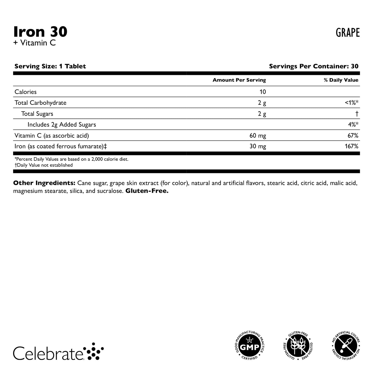 Iron 30 mg + Vitamin C Chewable Tablets, Grape