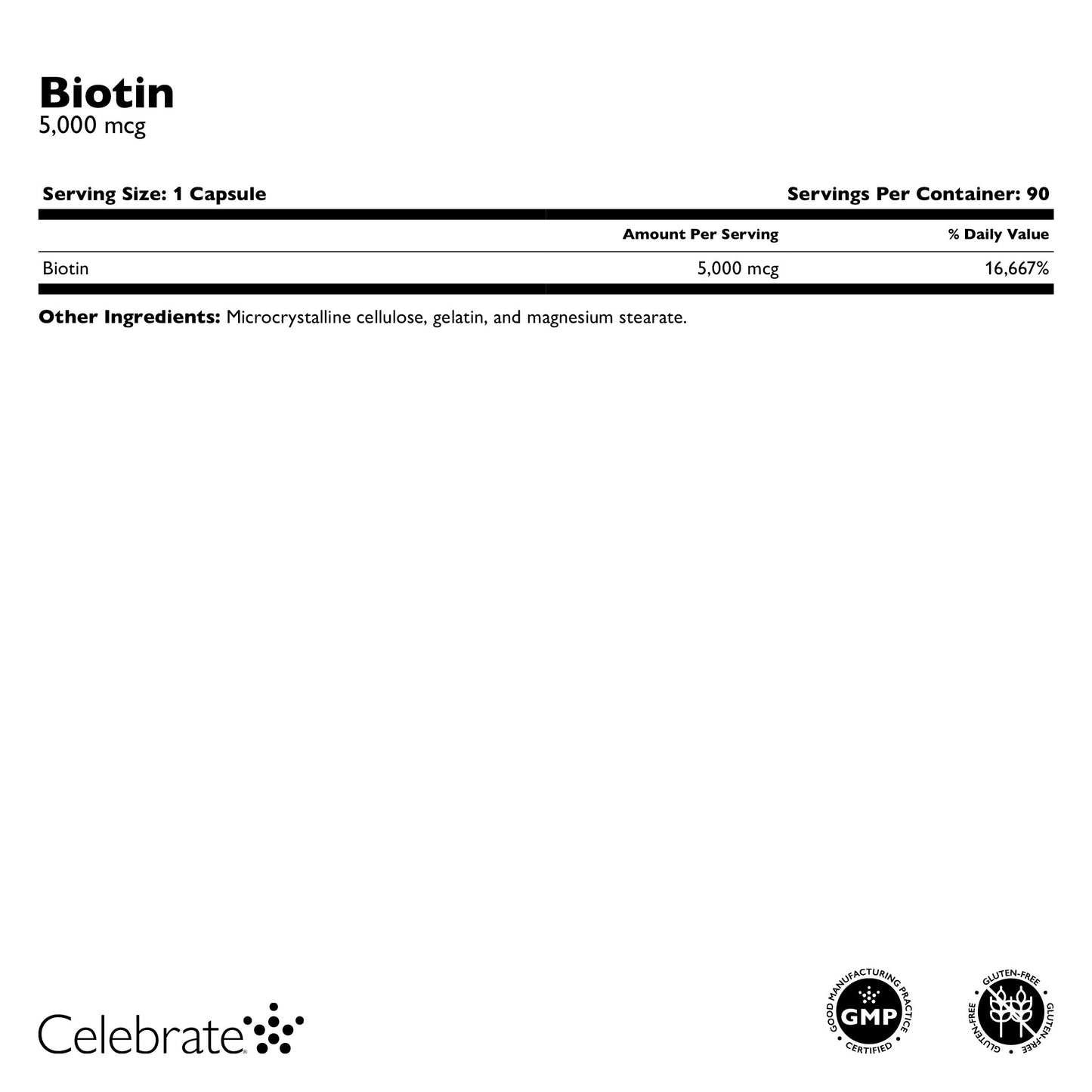 Biotin Capsules, 5000mcg