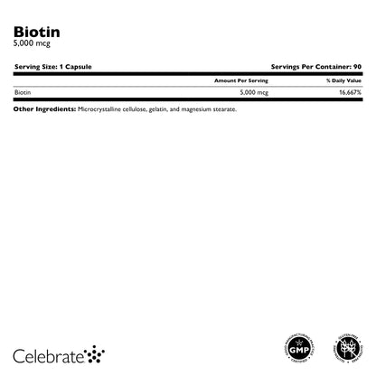 Biotin Capsules, 5000mcg