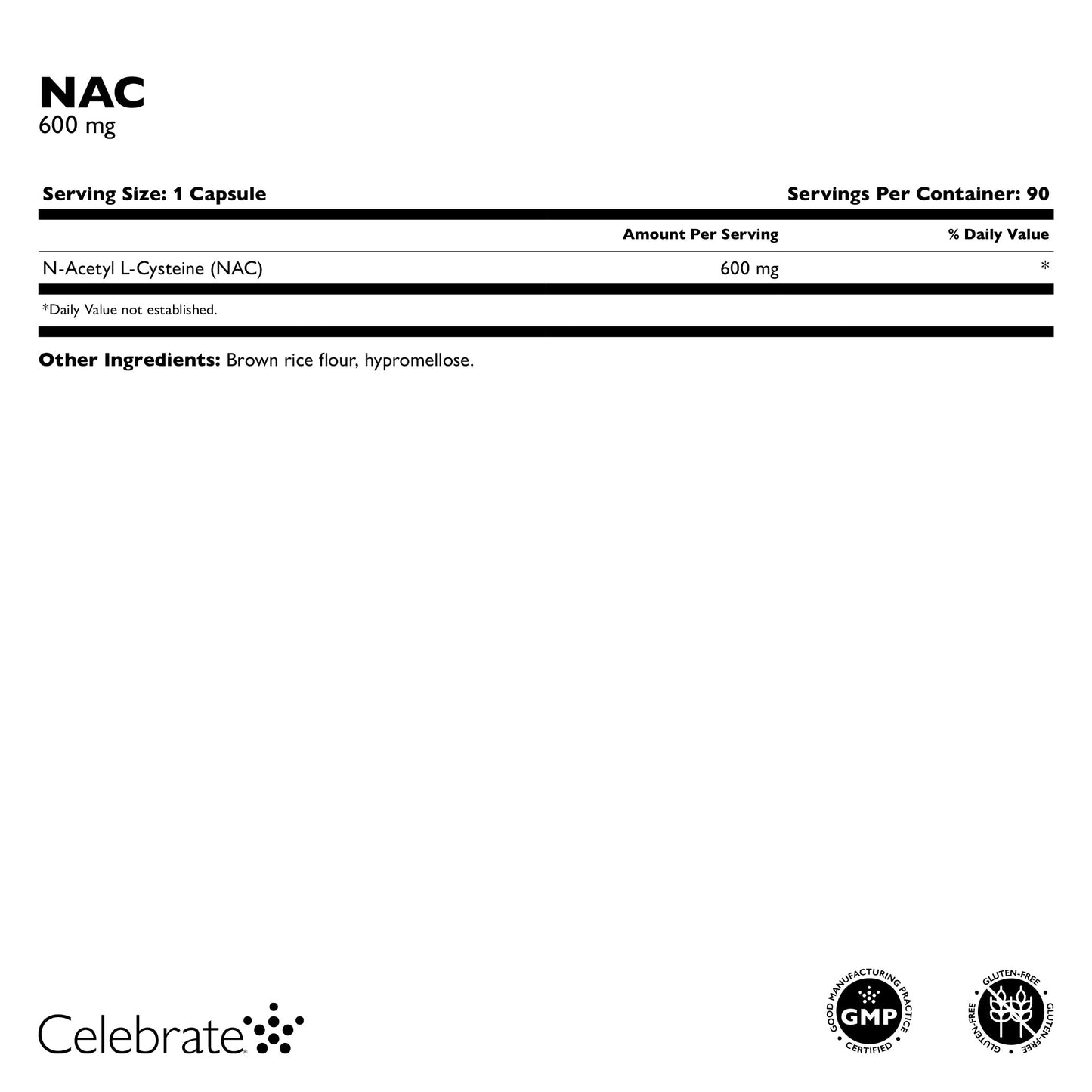 NAC (N-Acetyl Cysteine), 600 mg Capsule
