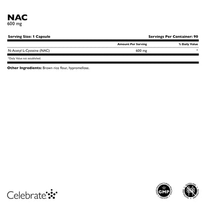 NAC (N-Acetyl Cysteine), 600 mg Capsule