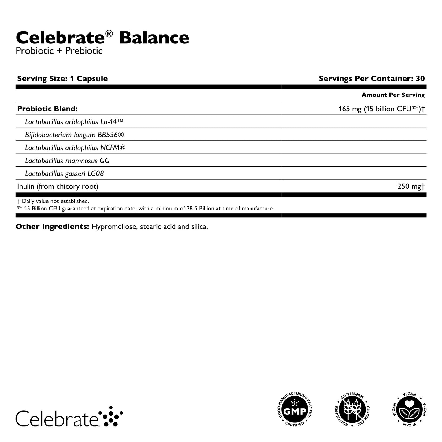 Celebrate® Balance Probiotic + Prebiotic Supplement Capsules