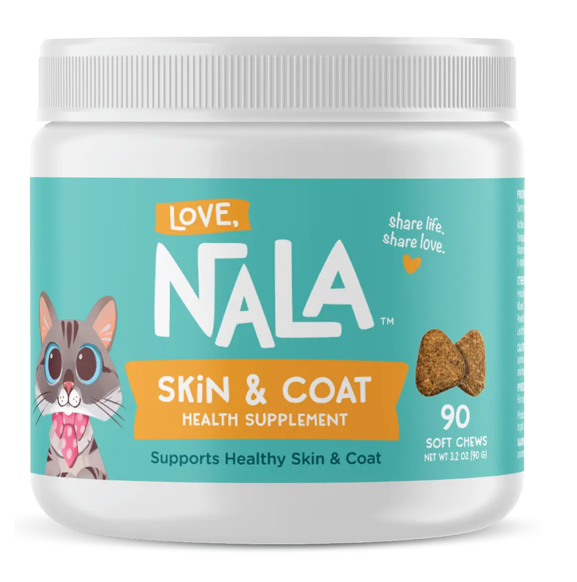 Cat Skin Coat Health Supplement, 3.2-oz, 90 Soft Chews