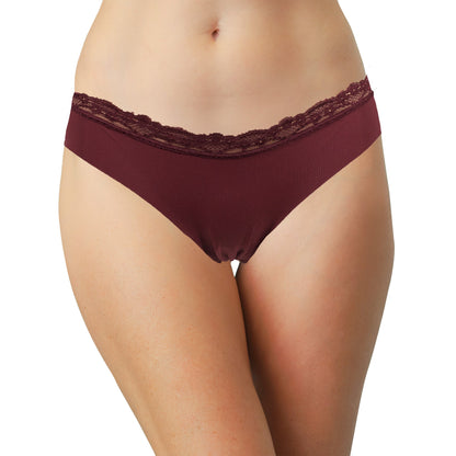 Laser Cut Rib Thong with Lace Waist, XS-2X