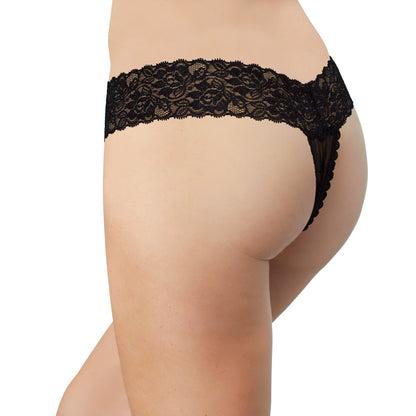 Mesh and Lace Classic Thong, XS- 2X