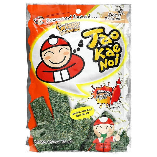 Taokaenoi - Seaweed Crisps Sriracha Chili Sauce, 1.12 oz (Case of 12) - Thai Snack Food