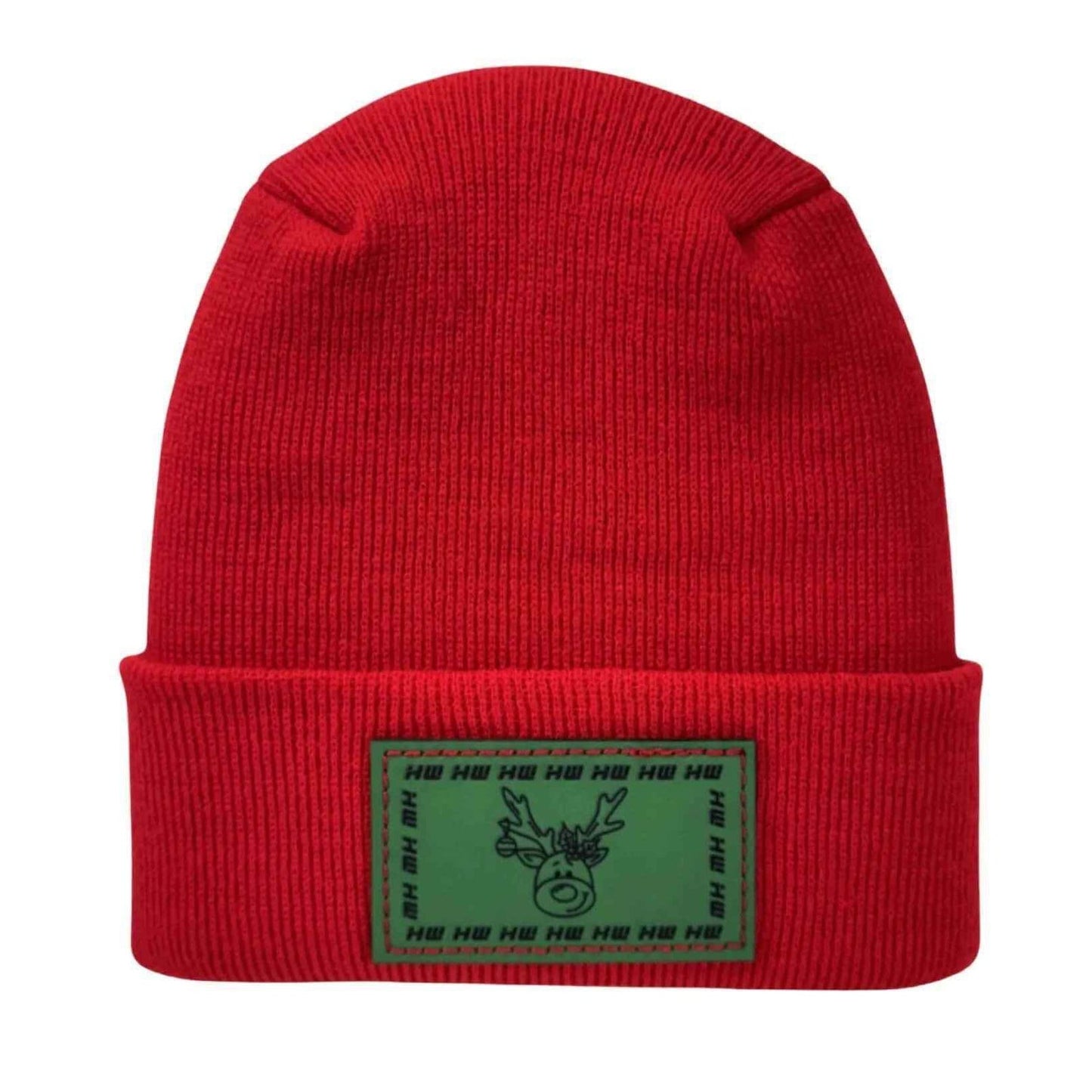H Stitch Beanie, Reindeer Christmas Red Beanie