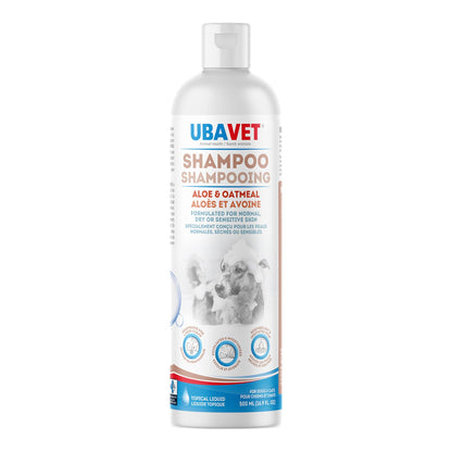 UBAVET Aloe & Oatmeal Shampoo for Dogs & Cats – Gentle, Moisturizing Cleanser for Sensitive Skin (16.9 fl oz / 500ml)