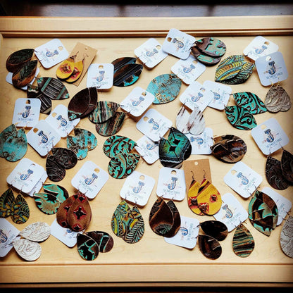 **Leather Earring Starter Pack-Embossed-10 Pairs 208p