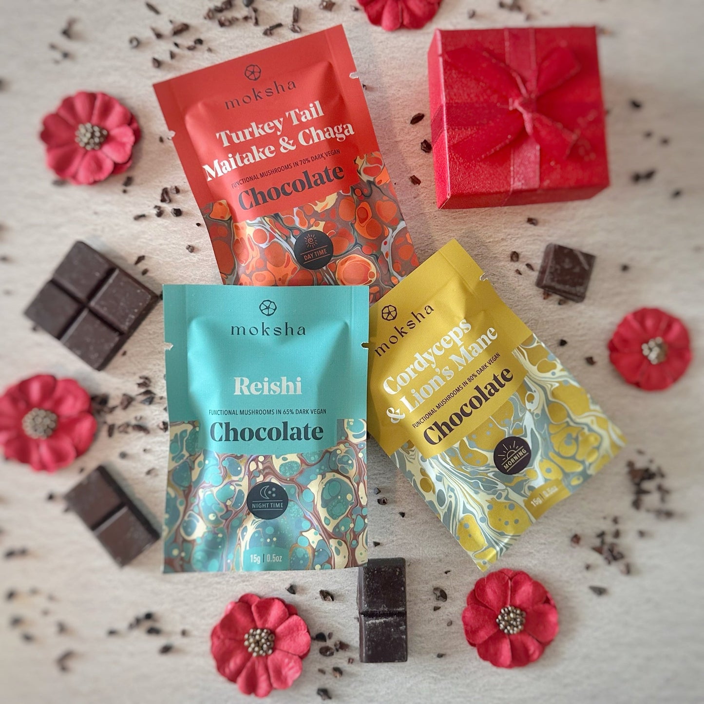 Mushroom Chocolate Tasting Sampler for Energy, Immunity, Rest