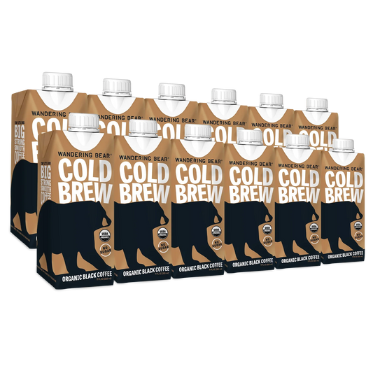 Wandering Bear Coffee - Organic Cold Brew Black, 11 fl oz (Pack of 12) - Dairy-Free Kosher Coffee