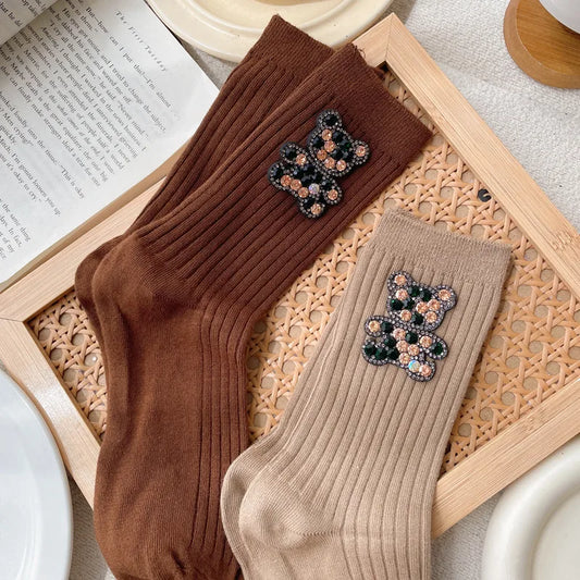 Rhinestone Bear Socks