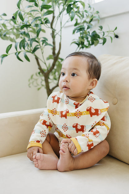 GOTS Certified Organic Cotton Long Sleeve Bodysuit - Aztec Pony
