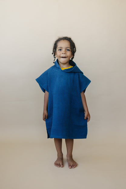 Organic Cotton Kids Waffle Beach Towel Poncho - more colors