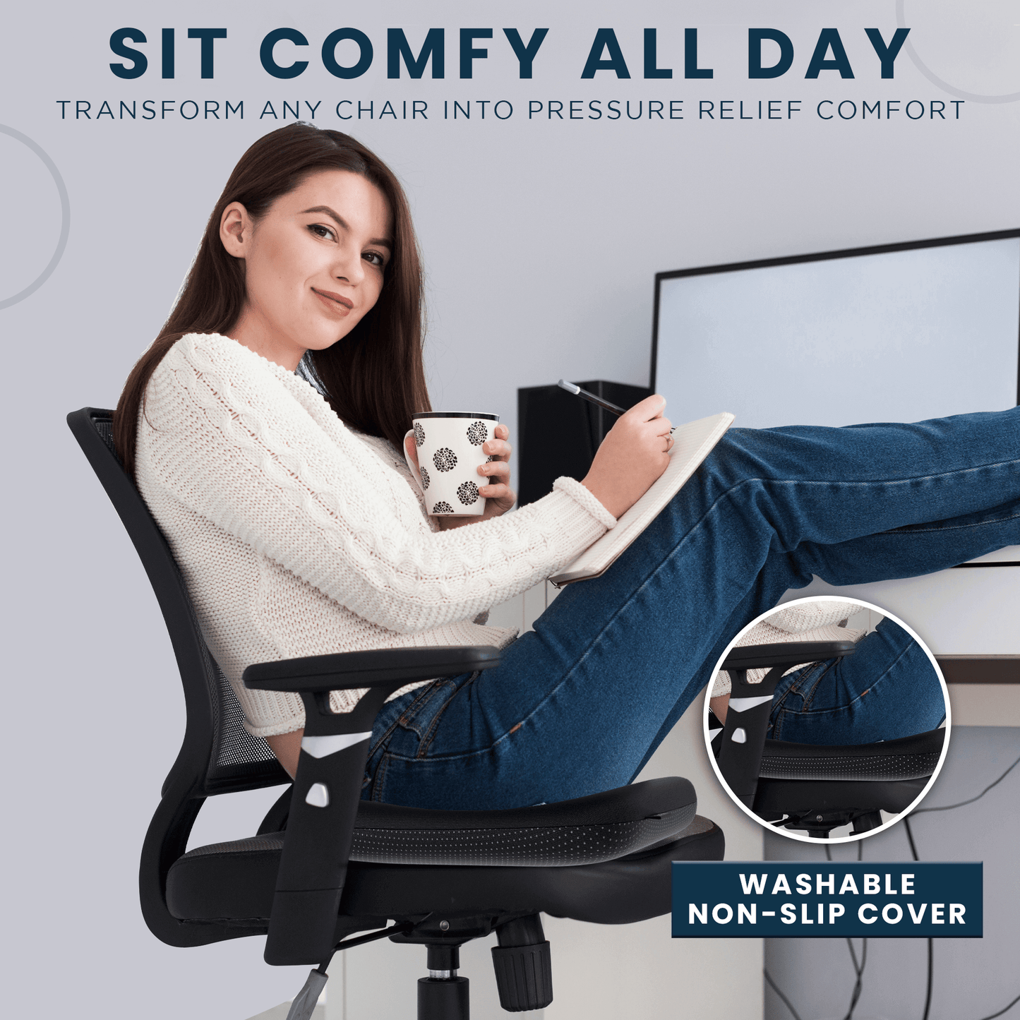 ZenBloks XL Gel Seat Cushion  – Sitting Comfort for Office, Car, Truck, and Gaming Chairs