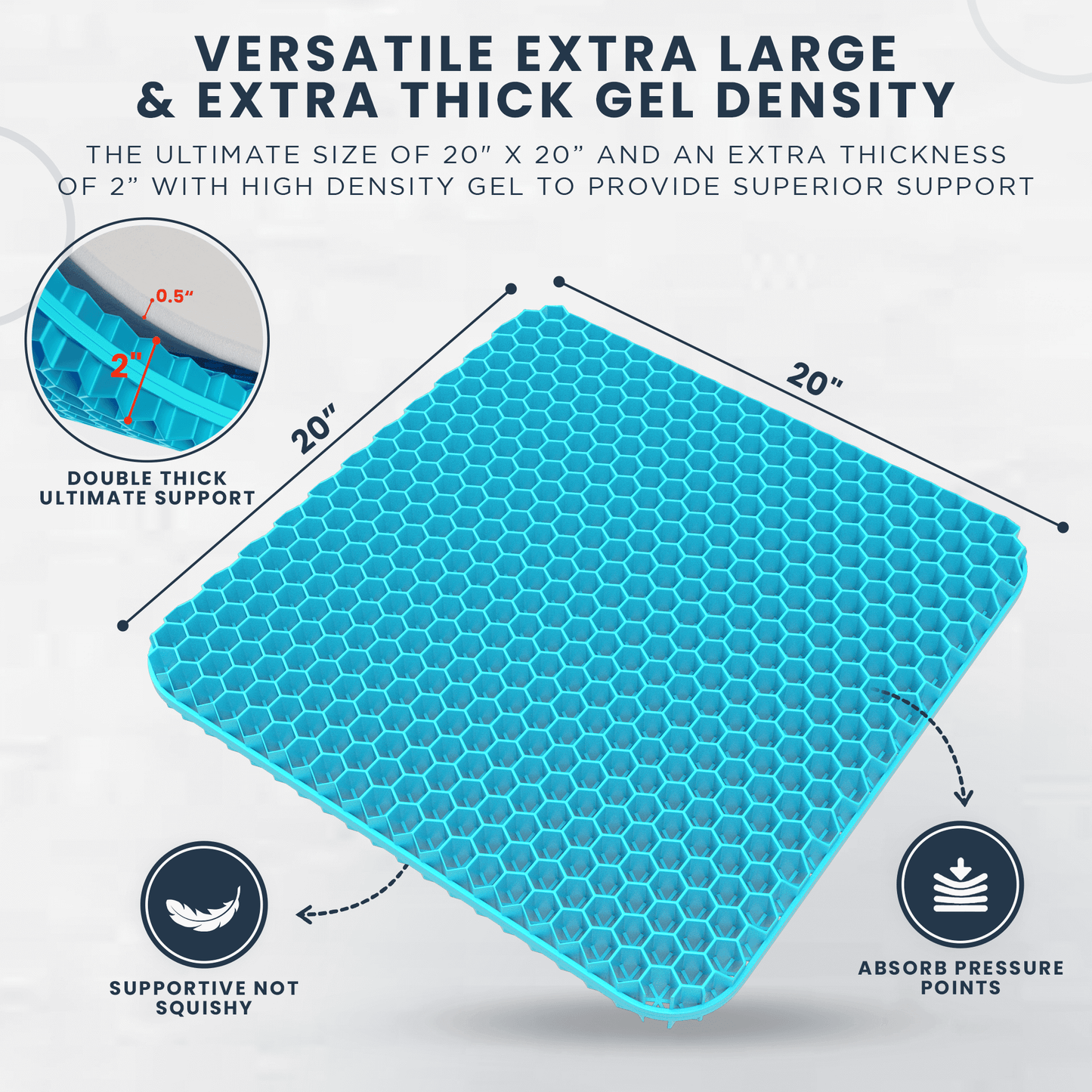 ZenBloks XL Gel Seat Cushion  – Sitting Comfort for Office, Car, Truck, and Gaming Chairs