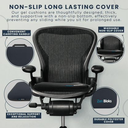 ZenBloks XL Gel Seat Cushion  – Sitting Comfort for Office, Car, Truck, and Gaming Chairs