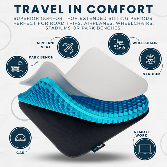 ZenBloks XL Gel Seat Cushion  – Sitting Comfort for Office, Car, Truck, and Gaming Chairs
