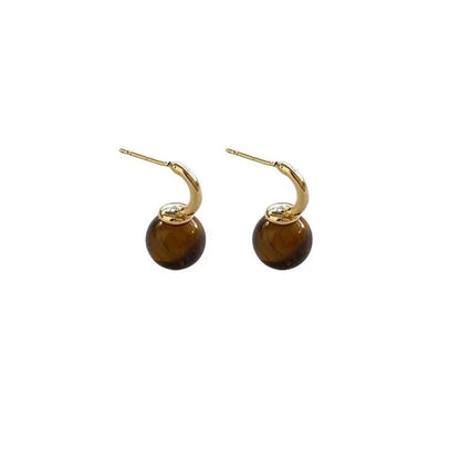 Tiger Eye Ball Drop Earrings