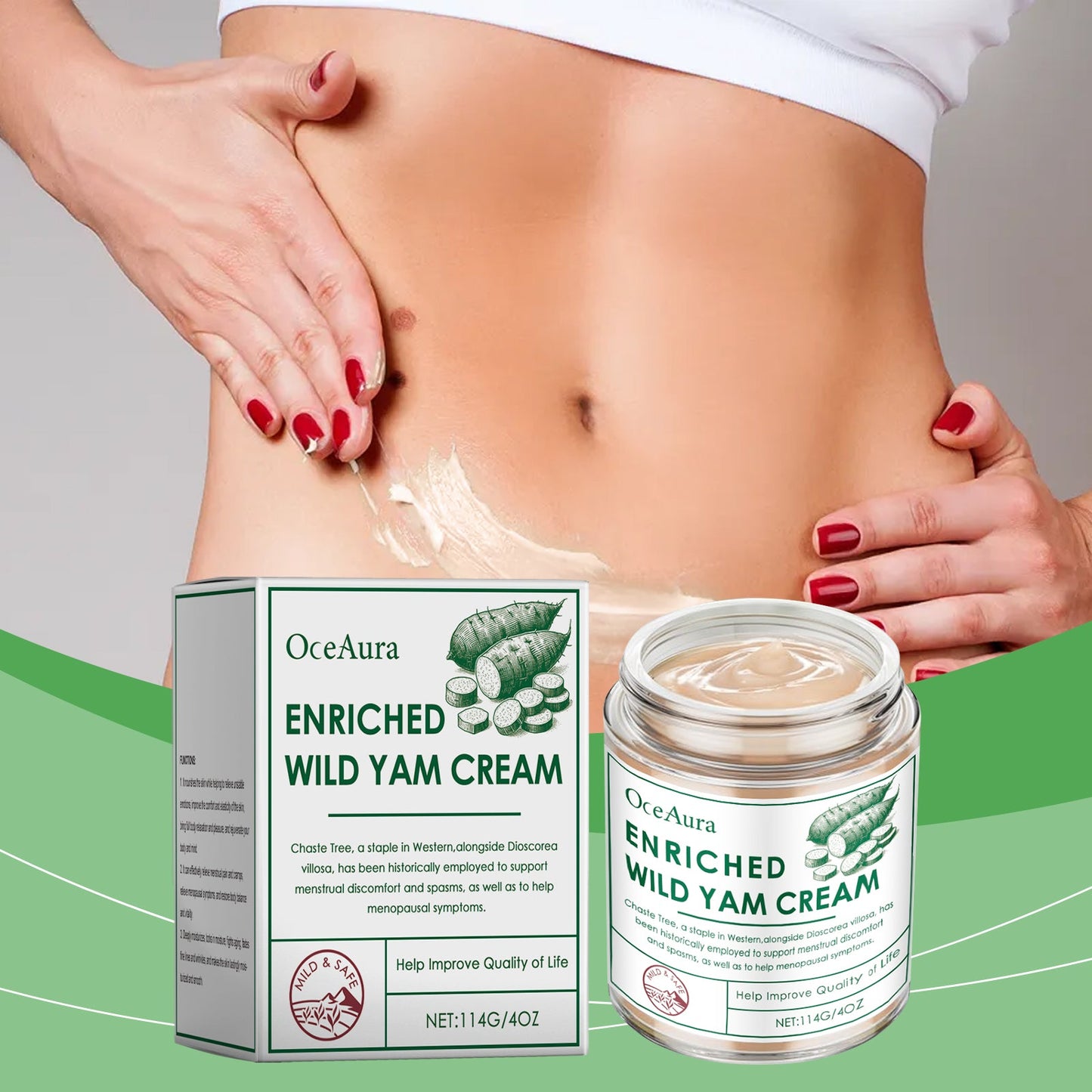 OceAura Wild Yam Body Moisturizer, Nourishes, Hydrates, Firming, Lightening And Delicate Skin Yam Cream
