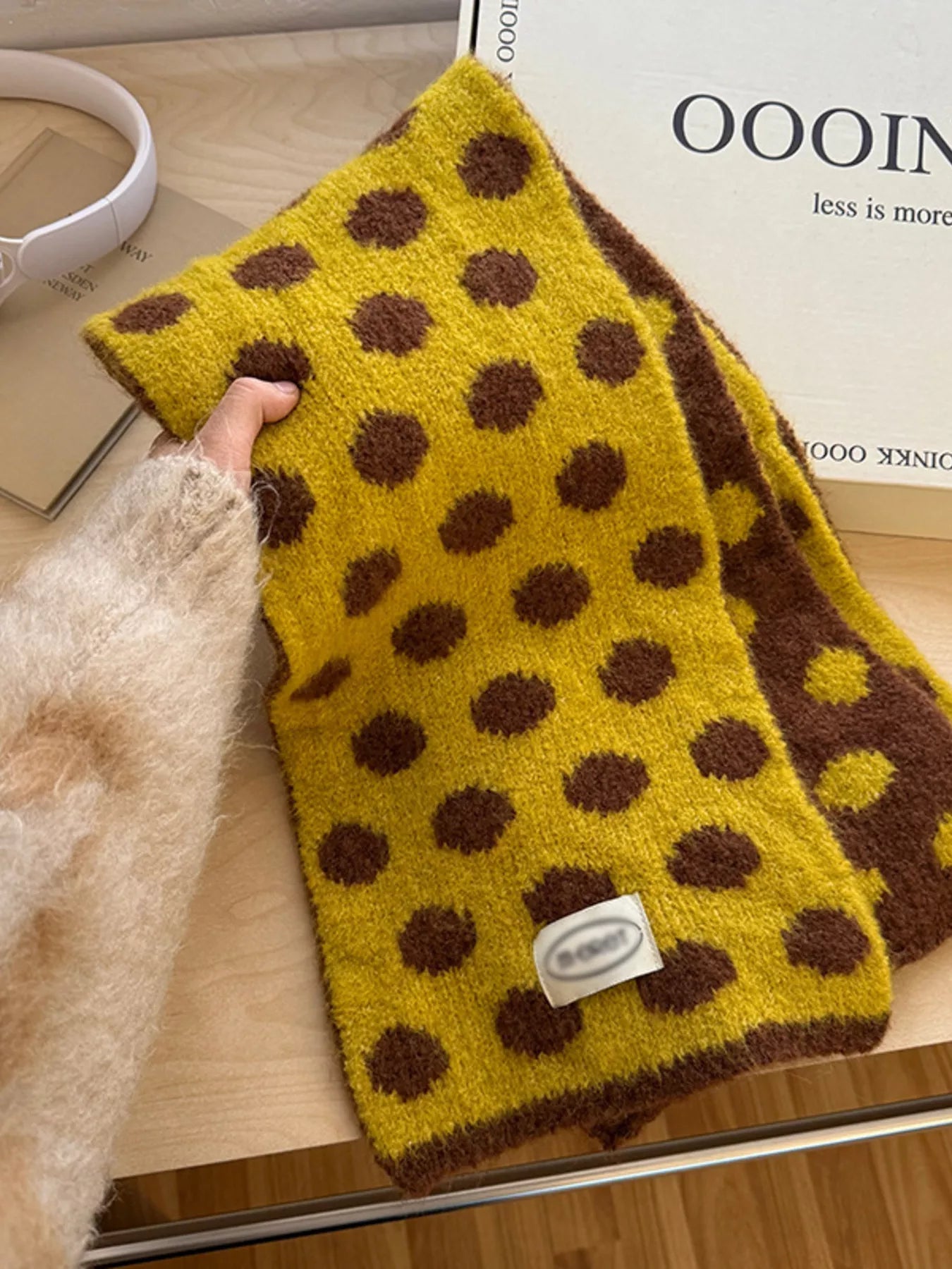 Polka Dot Knitted Scarf