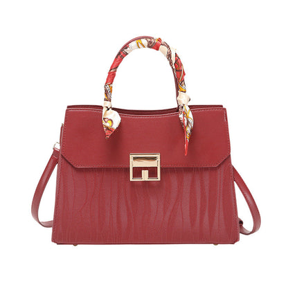 Scarf Decor Leather Handbag