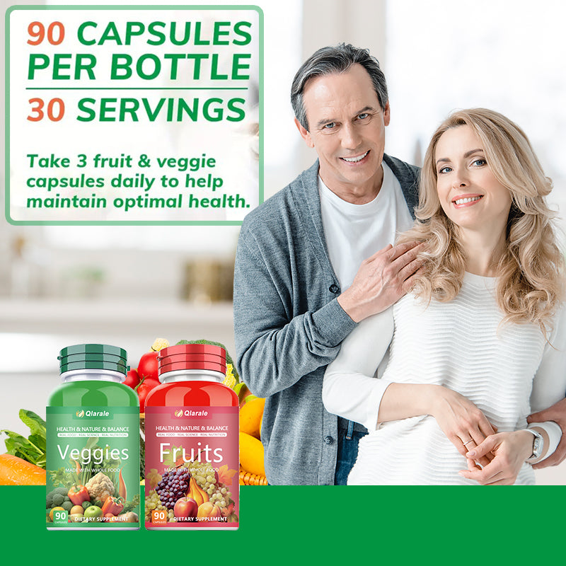 Whole Food Fruits And Veggies Supplement, 30 Servings 90 Capsules Daily 3 Caps 5 Servings Of Fresh Produce
