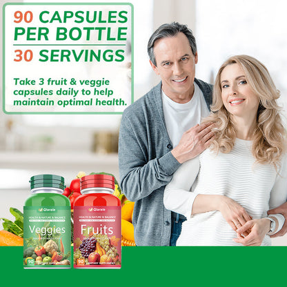 Whole Food Fruits And Veggies Supplement, 30 Servings 90 Capsules Daily 3 Caps 5 Servings Of Fresh Produce