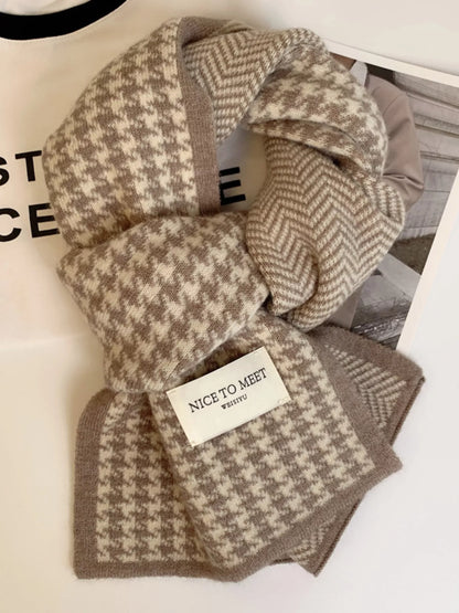 Houndstooth Pattern Warm Winter Scarf