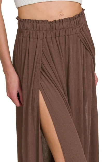 Zenana Woven Crinkle Gauze Long Skirts