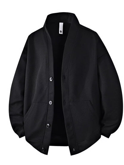 Men‘s Plus Size Textured Button-Down Casual Jacket