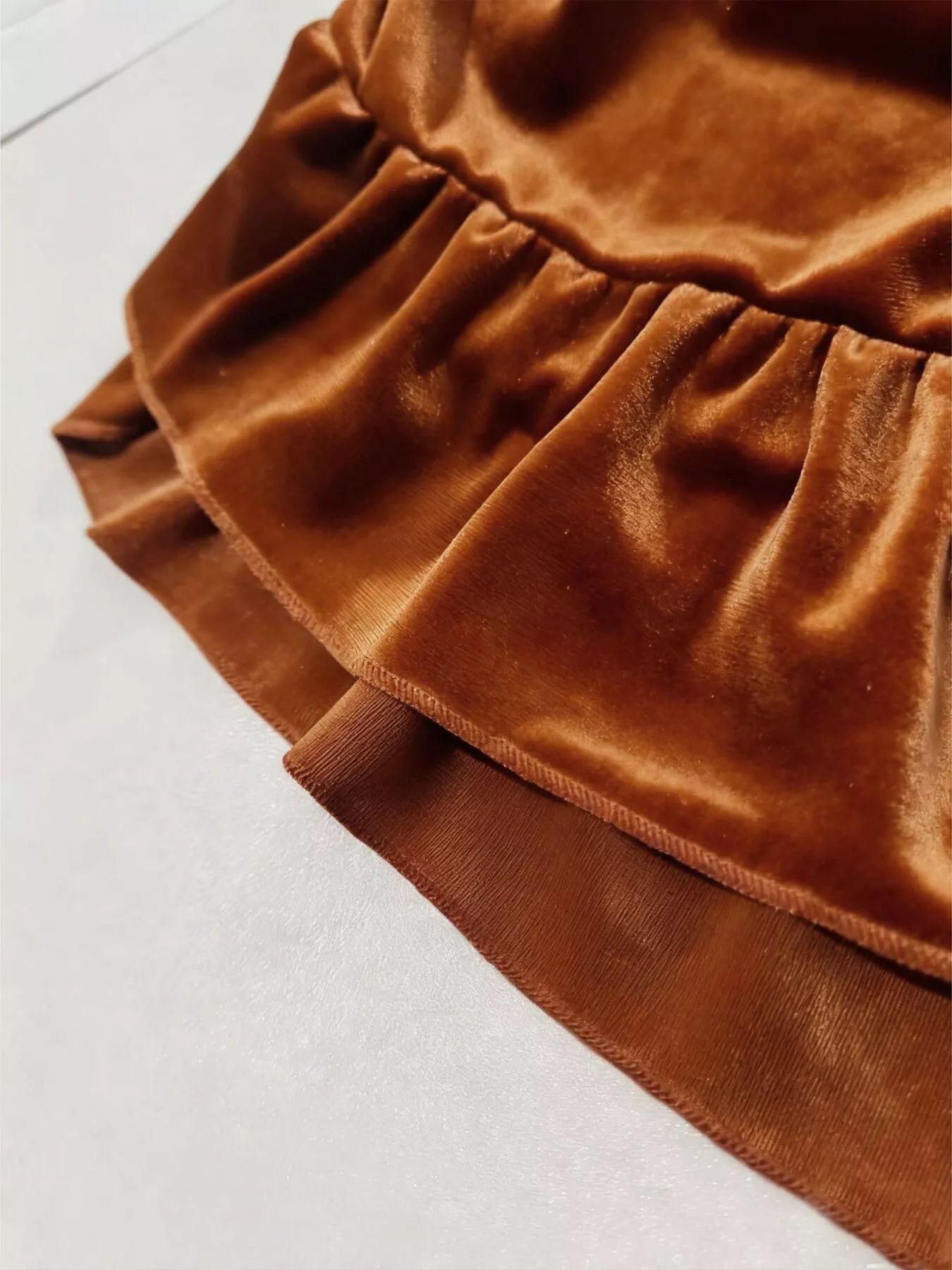 Plus Size Ruffled Velvet Elastic Waist Skirt