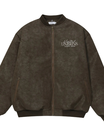 Men's Plaid Collar Detail Zip Up Jacket
