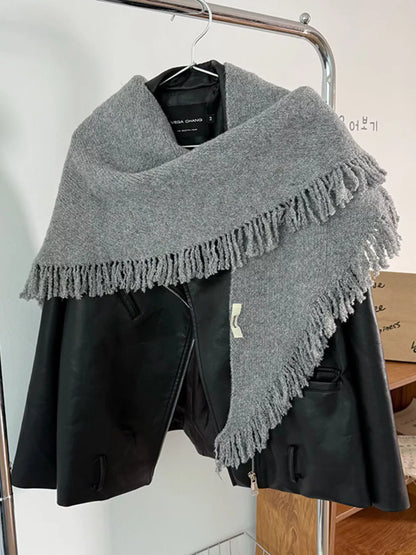 Fringe Trim Knit Scarf