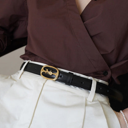 Leather Belt with Horse Carriage Buckle